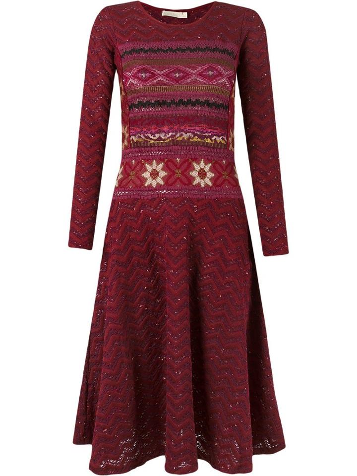 Cecilia Prado Longsleeved Tricot Dress, Women's, Size: G, Red, Acrylic/viscose