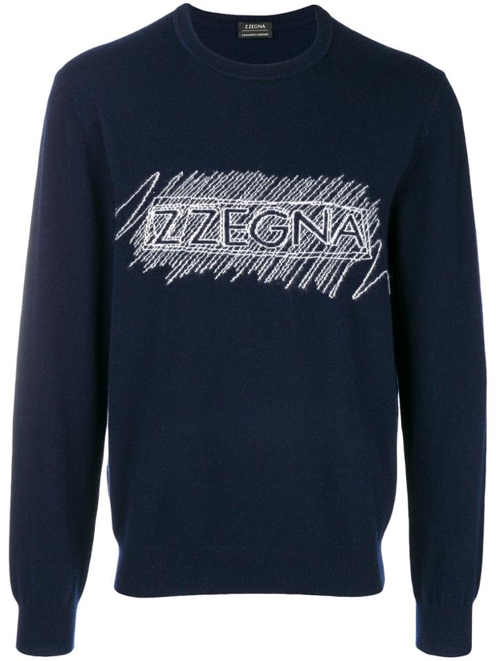 Z Zegna Logo Printed Sweatshirt - Blue