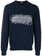 Z Zegna Logo Printed Sweatshirt - Blue
