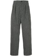 Yohji Yamamoto Striped Tapered Trousers - Grey