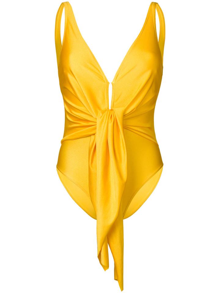 Jean Louis Scherrer Vintage 90's Front Draped Swimsuit - Yellow &