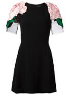 Dolce & Gabbana Rose Appliqué Mini Dress, Women's, Size: 38, Black, Silk/polyamide/spandex/elastane/viscose