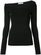 Oscar De La Renta Asymmetric Neck Top - Black