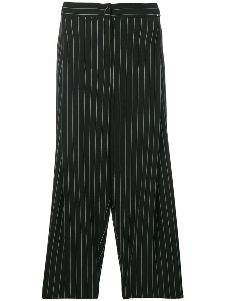 Liu Jo Striped Cropped Trousers - Black