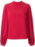 Olympiah Mock Neck Blouse - Red
