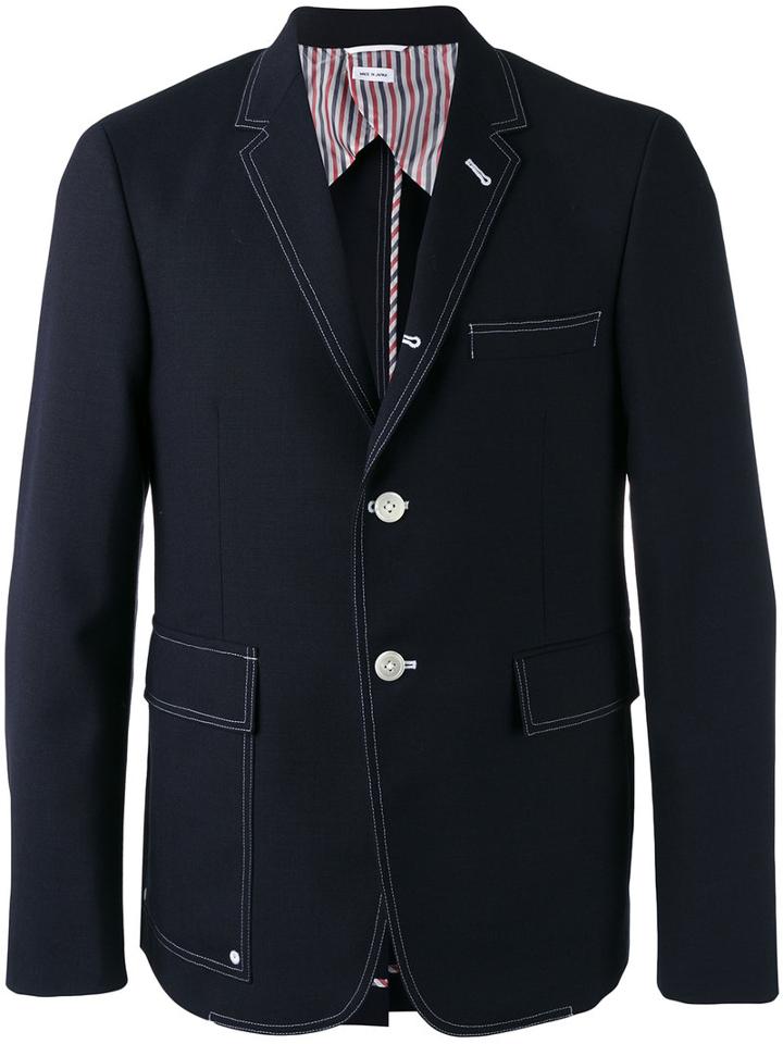 Thom Browne Contrast Blazer, Men's, Size: 2, Blue, Wool/cupro
