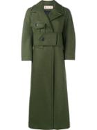 Marni Long Belted Coat, Women's, Size: 42, Green, Silk/nylon/virgin Wool