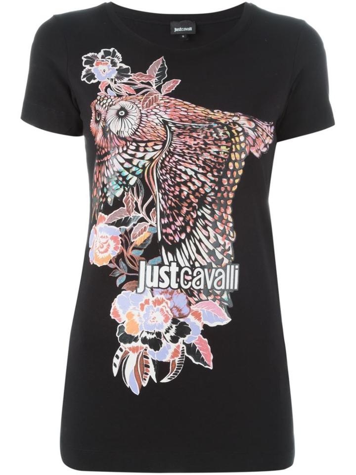 Just Cavalli Printed T-shirt, Women's, Size: Medium, Black, Cotton/spandex/elastane