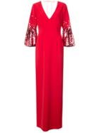 Sachin & Babi Byzas Sequin Sleeve Column Gown - Red