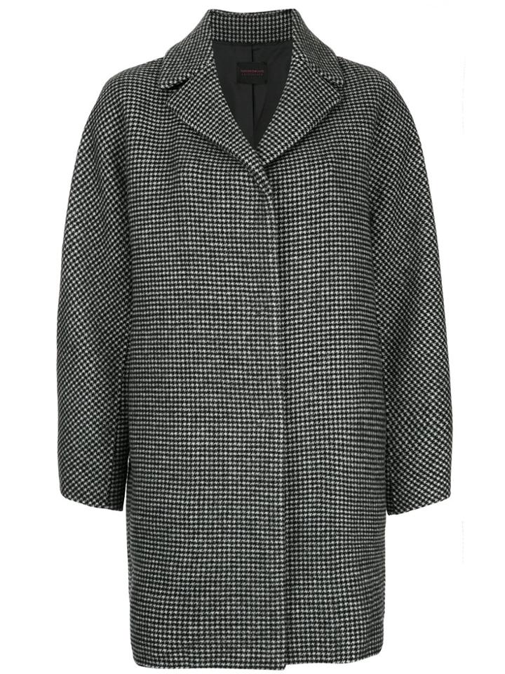 Tomorrowland Houndstooth Print Oversized Coat - Black