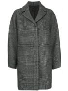 Tomorrowland Houndstooth Print Oversized Coat - Black