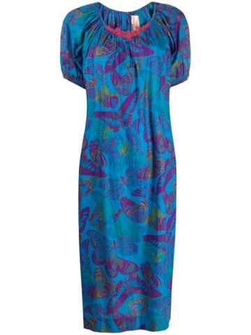 Krizia Pre-owned 1980s Butterfly Print Dress - Blue