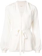 Gold Hawk Belted Blouse - White
