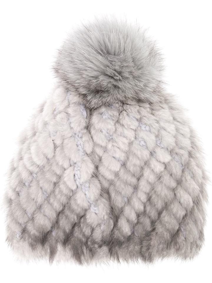 Max Mara Fur Beanie - Grey