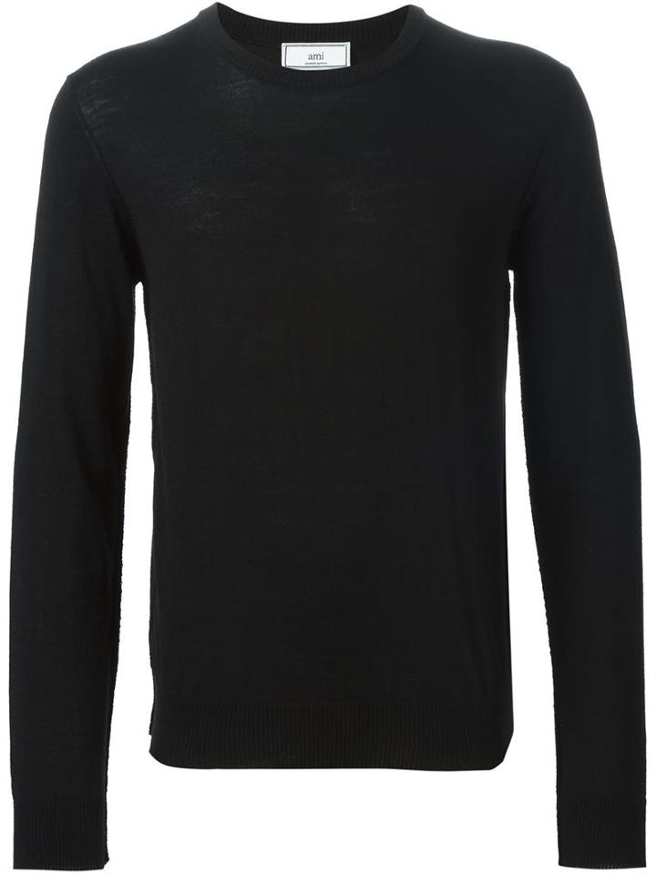 Ami Alexandre Mattiussi Crew Neck Jumper, Men's, Size: Xxl, Black, Wool