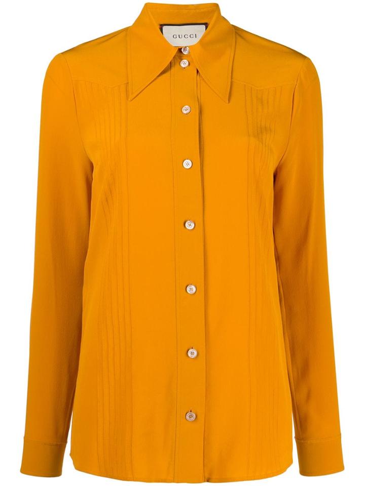 Gucci Tuck Detail Collared Shirt - Yellow