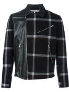 Mcq Alexander Mcqueen Panelled Plaid Jacket, Men's, Size: 50, Black, Goat Skin/polyamide/polyester/wool