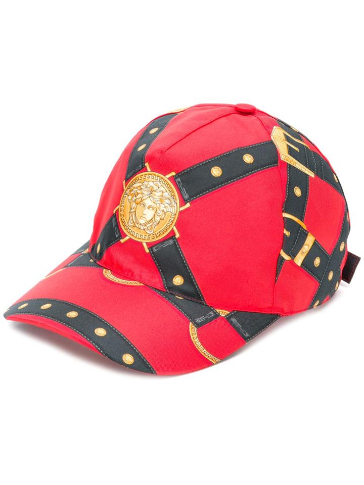 Versace Bondage Print Cap - Red