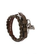Alexander Mcqueen Skull Leather Bracelet - Brown