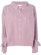Erika Cavallini - Bow Detail Striped Shirt - Women - Cotton - M, Red, Cotton
