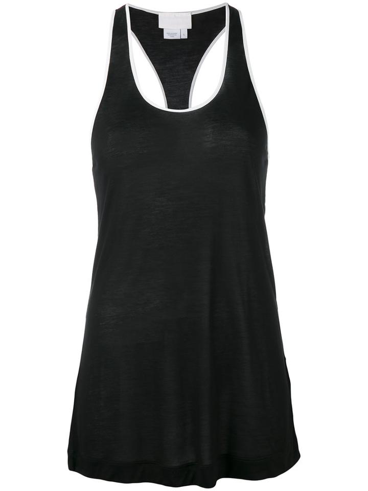 Dkny - Tank With Contrast Piping - Women - Silk/spandex/elastane/modal - S, Black, Silk/spandex/elastane/modal
