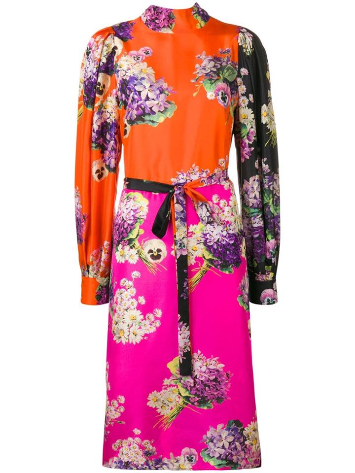 Circus Hotel Floral Print Midi Dress - Yellow & Orange
