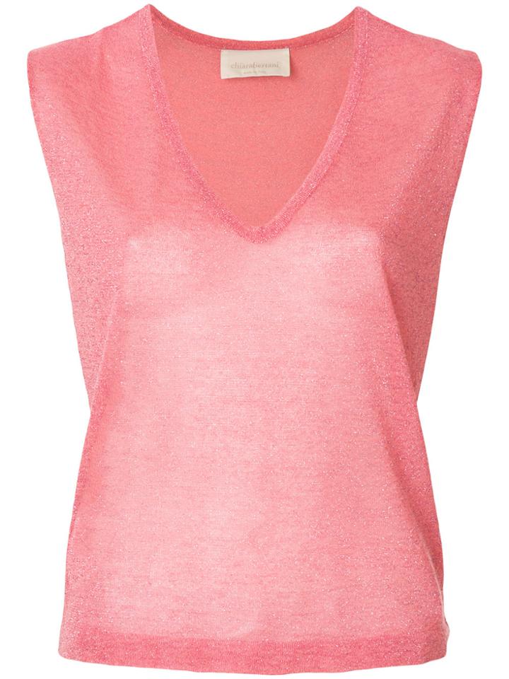 Chiara Bertani Sleeveless V-neck Sweater - Pink & Purple