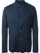 Herno Button Up Collar Single Breasted Blazer, Men's, Size: 54, Blue, Cotton/polyester/polyamide/spandex/elastane