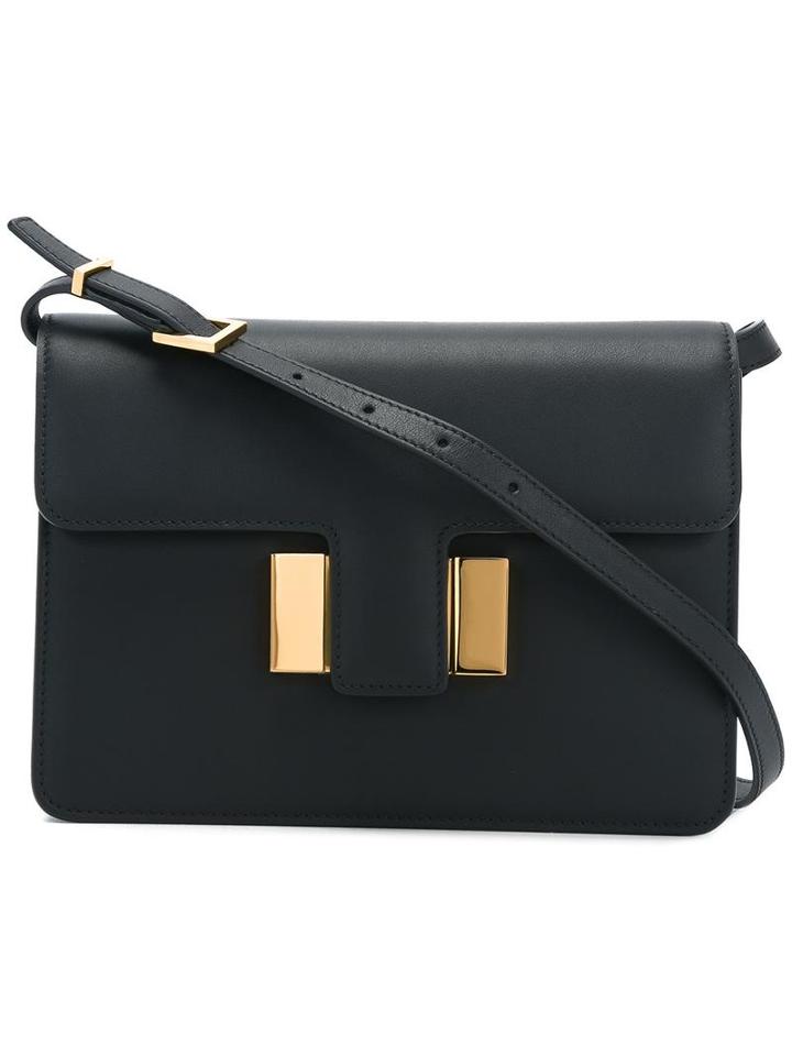 Tom Ford Foldover Top Crossbody Bag, Women's, Black, Calf Leather/sheep Skin/shearling