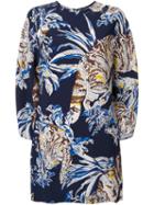 Stella Mccartney Cat Print Dress, Women's, Size: 40, Blue, Viscose/spandex/elastane