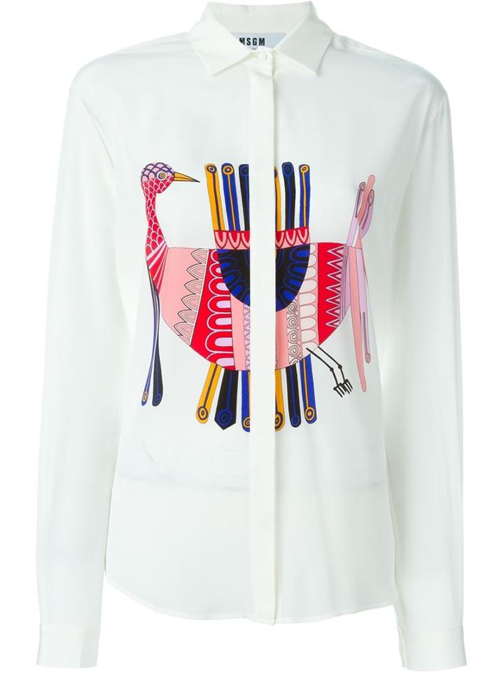 Msgm Bird Print Shirt