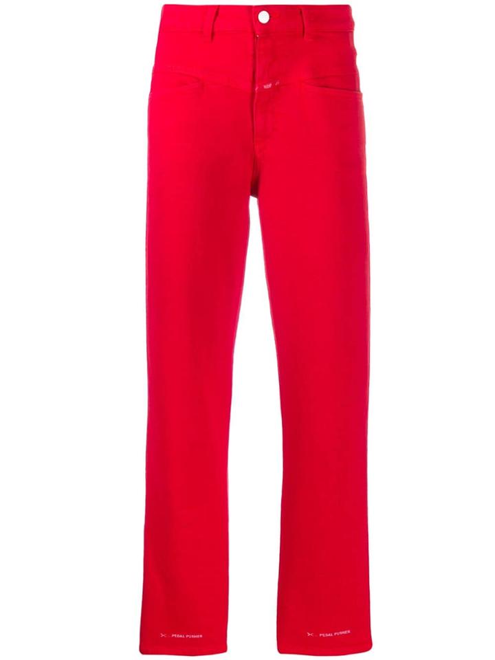 Closed Cropped Straight Leg Jeans - Red