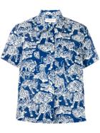 Ymc Vegas Tiger Print Shirt - Blue