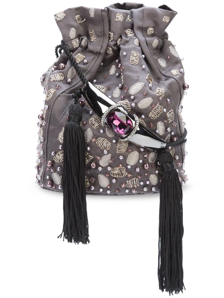 Khirma Eliazov Khirma X Swarovski Embroidered Bucket Crossbody Bag -