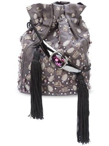 Khirma Eliazov Khirma X Swarovski Embroidered Bucket Crossbody Bag -