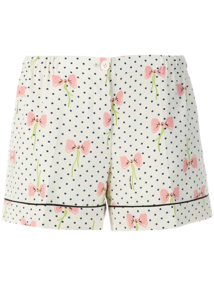 Miu Miu Bow Print Shorts - Neutrals
