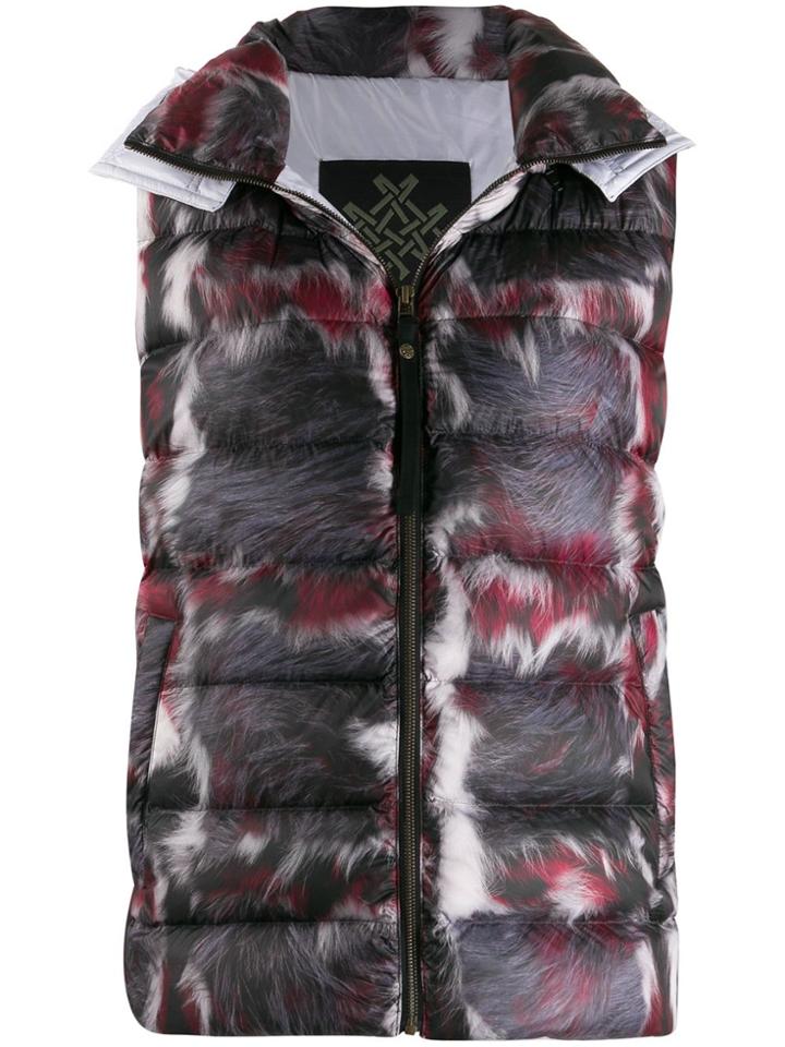 Mr & Mrs Italy Fur-print Down Gilet - White