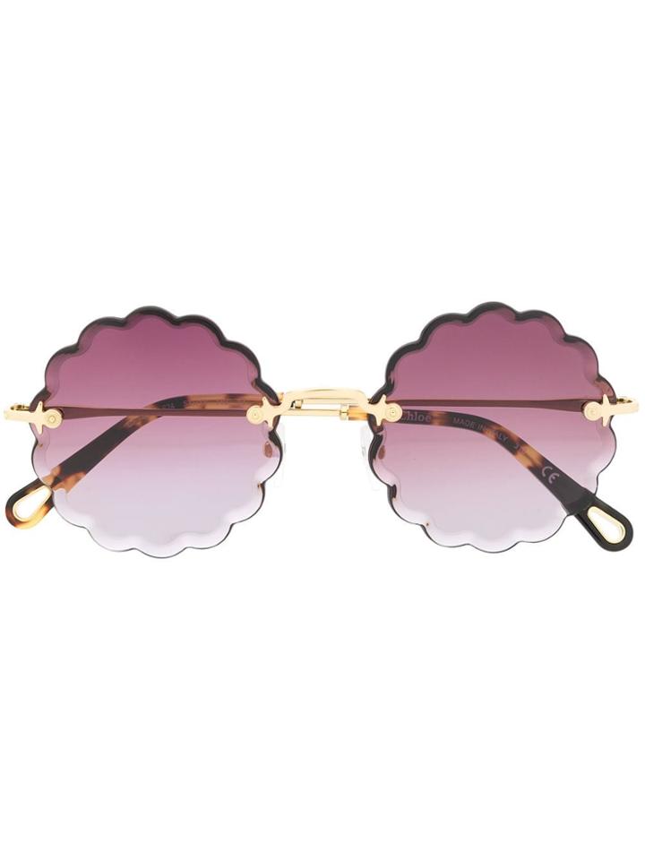Chloé Eyewear Scalloped Edge Sunglasses - Metallic