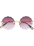 Chloé Eyewear Scalloped Edge Sunglasses - Metallic