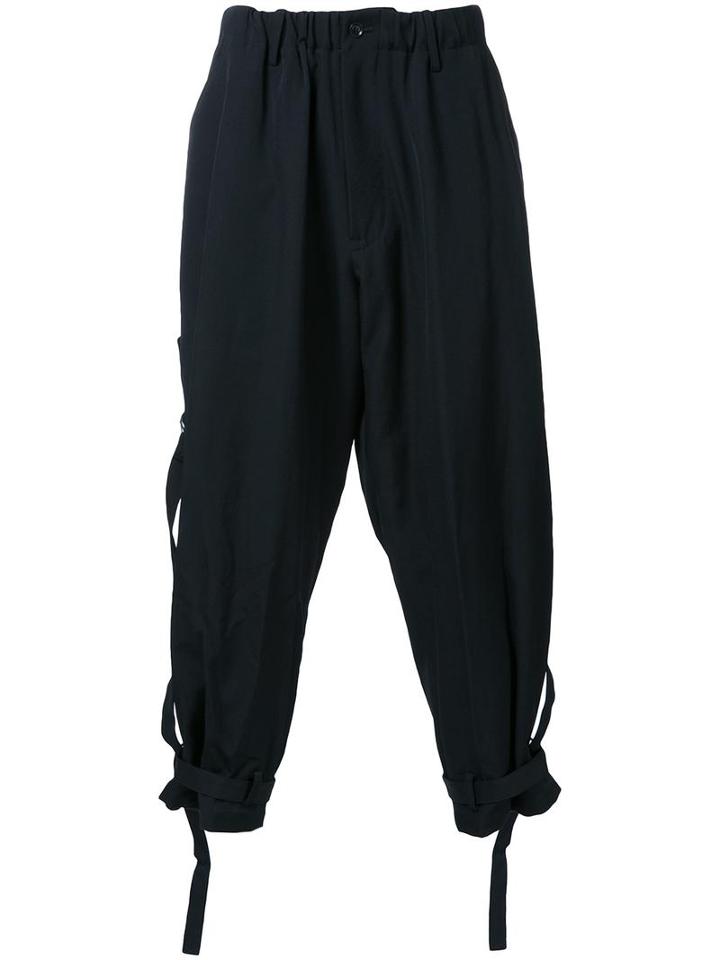 Yohji Yamamoto O-side Bandage Padded Trousers, Men's, Size: 3, Black, Cupro/wool