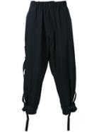 Yohji Yamamoto O-side Bandage Padded Trousers, Men's, Size: 3, Black, Cupro/wool