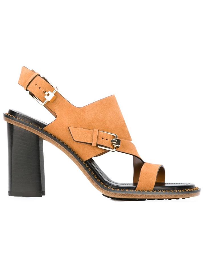 Tod's Buckle Detail Chunky Heel Sandals