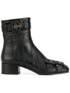 Prada Buckled Ankle Boots - Black