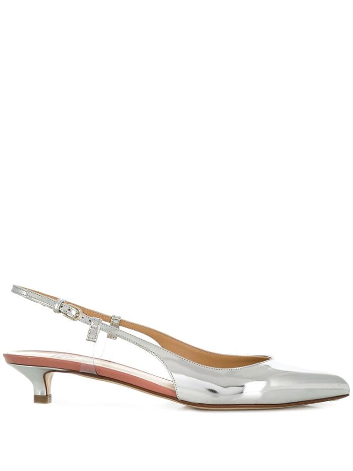 Francesco Russo Pointed Slingback Pumps - 209 Silver