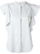 Dorothee Schumacher Ruffle Sleeve Blouse, Women's, Size: Ii, White, Cotton/polyamide/spandex/elastane