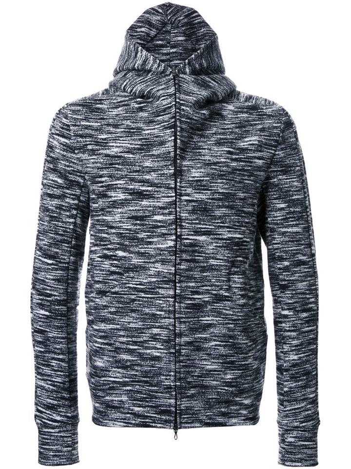 Kazuyuki Kumagai Marled Zipped Hoodie, Men's, Size: 3, Black, Polyurethane/cashmere/wool