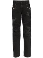 Balmain Distressed Straight-leg Jeans - Black