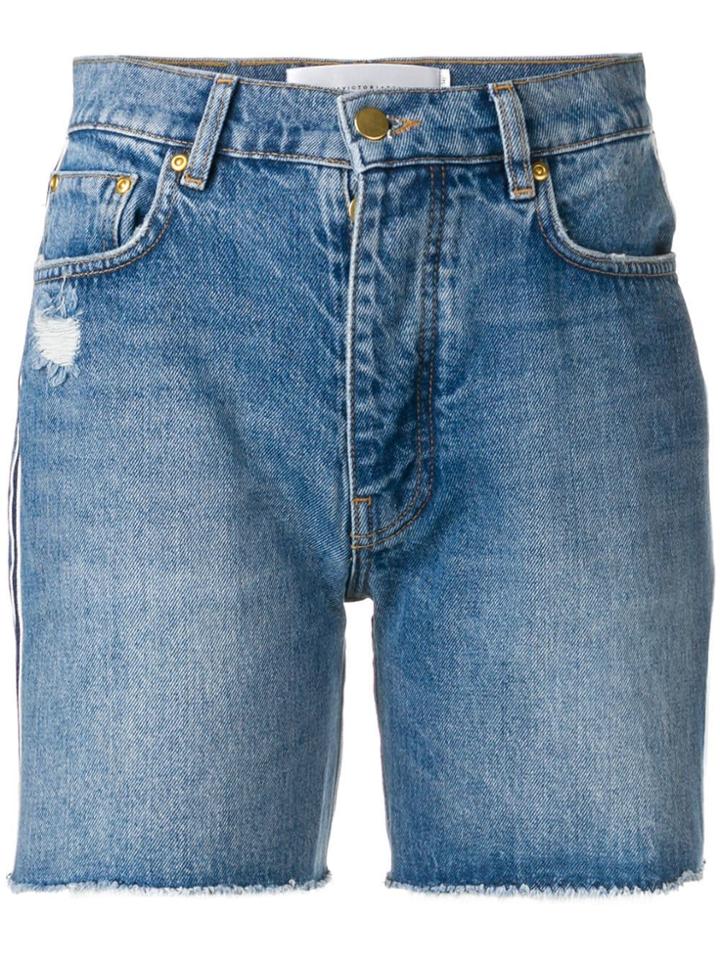 Victoria Victoria Beckham Side Stripe Denim Shorts - Blue