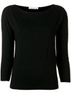 Stefano Mortari Cropped Sleeve Knitted Top - Black