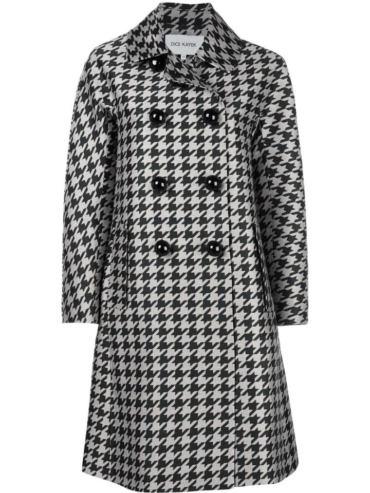 Dice Kayek Double Breasted Houndstooth Coat - Black